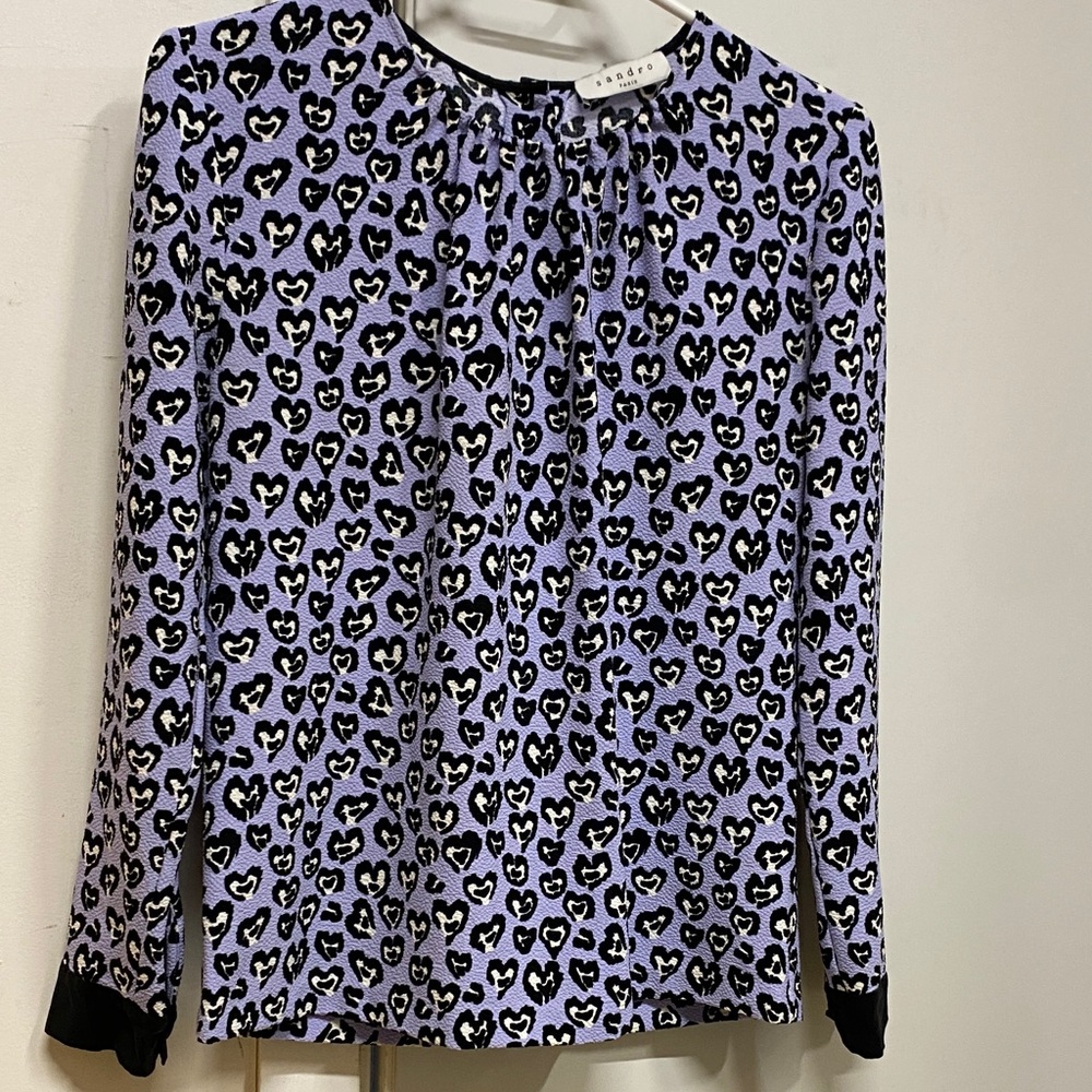 SANDRO Paris Heart Pattern Blouse - Picture 3 of 10
